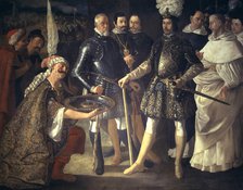 The Surrender of Seville' oil painting on canvas whit Fernando III 'El Santo' (1201-1252), king o…