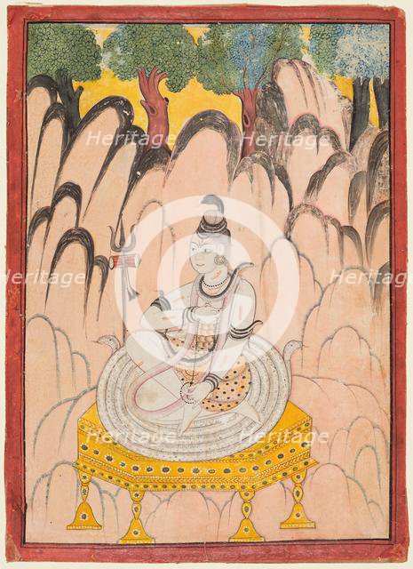 Shiva seated on a Throne in a landscape, c. 1760. Creator: Unknown.