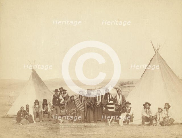 The Indian Girl's Home A group of Indian girls and Indian police at Big Foot's village..., 1890. Creator: John C. H. Grabill.