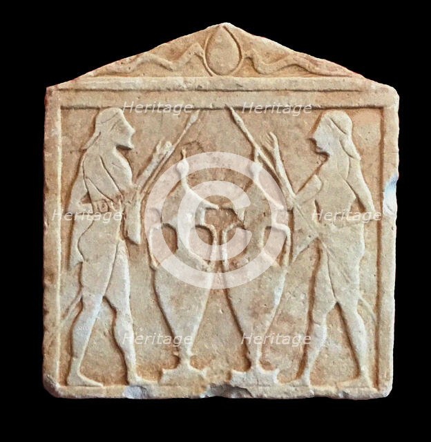Relief depicting the Dioskouroi, 600-550 BC. Creator: Unknown.