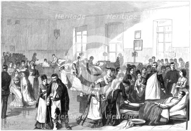 Training women to be nurses at a military hospital at St Petersburg, 1877. Artist: Unknown