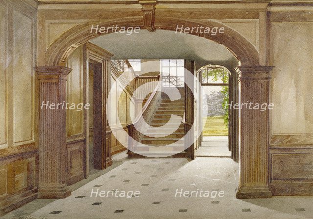 Interior view showing the staircase at Fairfax House, High Street, Putney, London, 1887. Artist: John Crowther