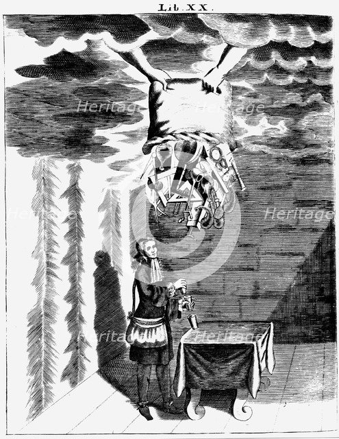 Conjuror performing tricks, 1715. Artist: Unknown