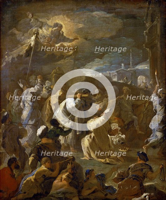 King David bearing the Ark of the Covenant into Jerusalem.