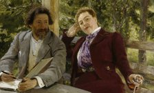 Double Portrait of Natalia Nordmann and Ilya Repin, 1903. Creator: Il'ya Repin.