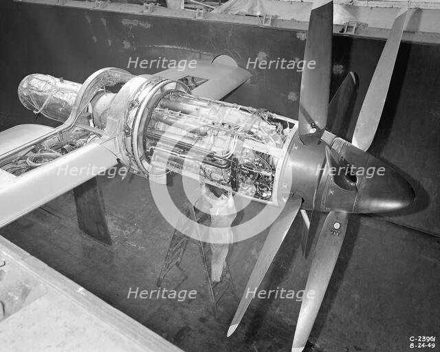 Python engine installed in altitude wind tunnel, Cleveland, Ohio, USA, August 25, 1949.  Creator: Unknown.