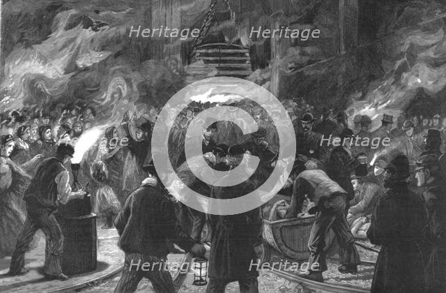 ''The Disastrous Colliery Explosion at Llanerch, Monmouthshire; The Midnight Shift waiting...',1890. Creator: Unknown.