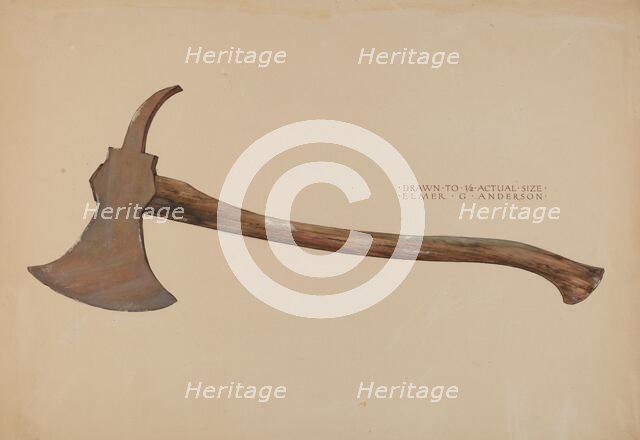 Fireman's Axe, c. 1937. Creator: Elmer G Anderson.