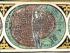 Paris, colored engraving from the book 'Le Theatre du monde' or 'Nouvel Atlas', 1645, created, pr…