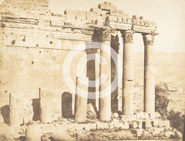 Colonnade occidental du Temple de Jupiter, à Baâlbek (Héliopolis), September 15, 1850. Creator: Maxime du Camp.