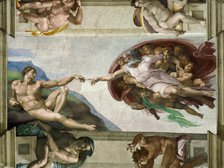 The Creation of Adam (Sistine Chapel ceiling in the Vatican), 1508-1512. Creator: Buonarroti, Michelangelo (1475-1564).