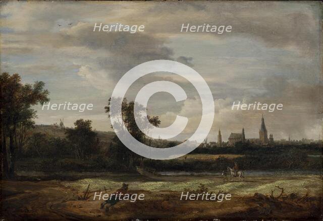 Landscape with a View Towards a Town, 1671. Creator: Anthonie van Borssom.