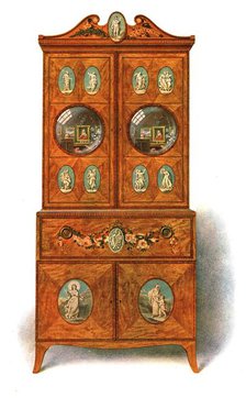 Painted Satin-wood Writing-Cabinet, 1908. Creator: Shirley Slocombe.