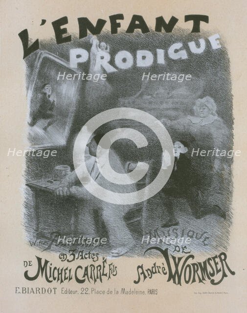 Affiche pour la pantomime "l'Enfant prodigue". Le Retour de l'Enfant Prodigue, c1896. Creator: Adolphe Willette.