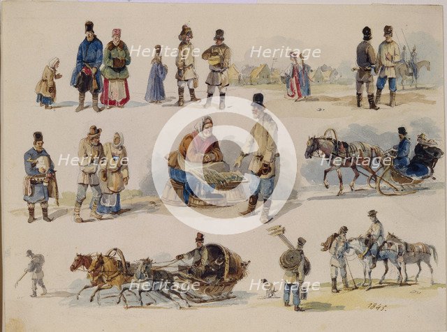 Folk Types of Russia, 1845. Artist: Kolmann, Karl Ivanovich (1786-1846)