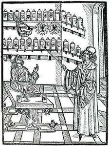 The apothecary's shop, Strasbourg, 1483.  Artist: Johannis De Cuba