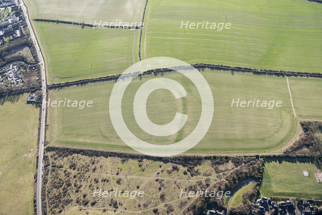 Woodbury Iron Age univallate hillfort crop mark, Salisbury, Wiltshire, 2018. Creator: Historic England Staff Photographer.