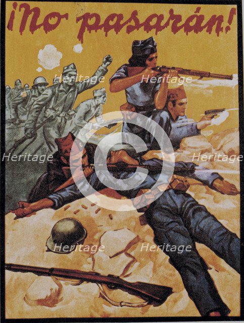 Spanish Civil War (1936-1939), poster 'No pasarán' (They shall not pass), published by the CNT.