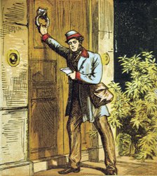 'There is the Postman's knock!', 1867.  Artist: Anon
