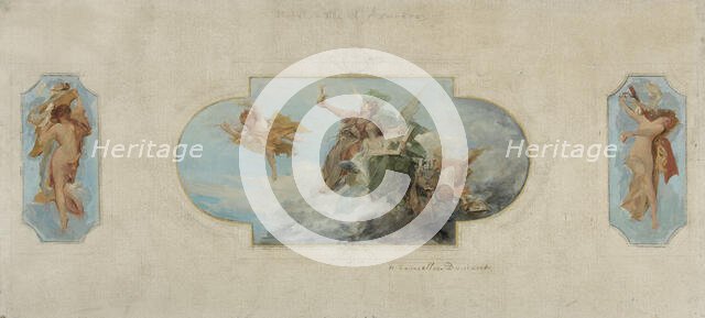 Sketch for the town hall in Asnieres: Allegory of the Arts (ceiling of reception hall), c1900-1903. Creator: Henri Courselles-Dumont.