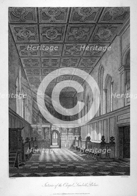 Interior view of Lambeth Palace chapel, London, 1806. Artist: Bartholomew Howlett