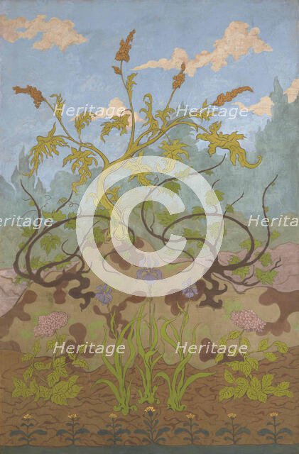 Iris et grandes fleurs jaunes et mauves, 1899. Creator: Ranson, Paul Elie (1864-1909).