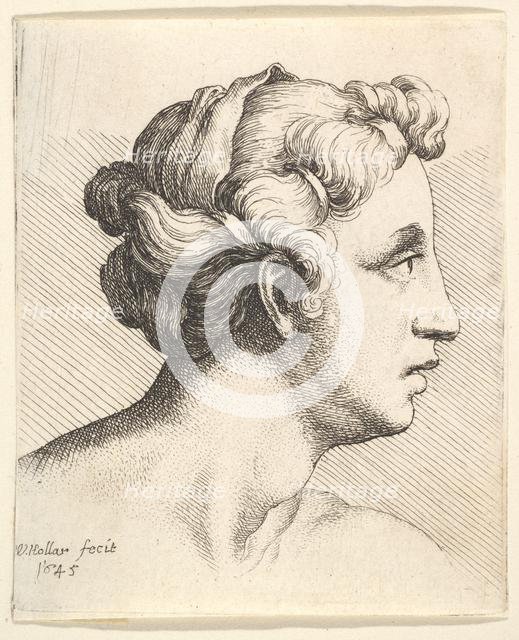 Woman with a bound tress of hair in profile to right, 1645. Creator: Wenceslaus Hollar.