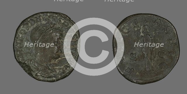 Sestertius (Coin) Portraying Emperor Gordianus, 238-244. Creator: Unknown.