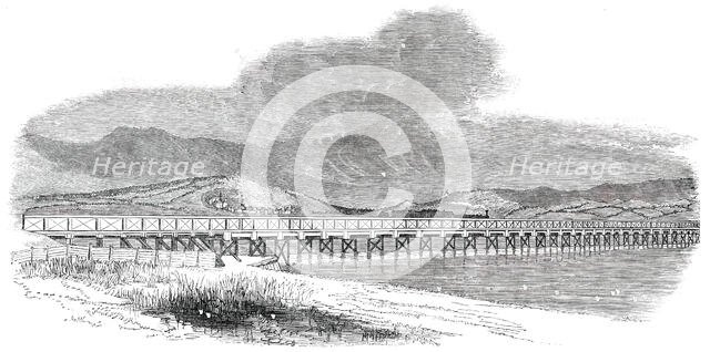 Opening of the Whitehaven and Furness Junction Railway - Duddon Sands Viaduct, 1850. Creator: Unknown.