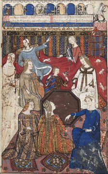 Leaf from a Cocharelli Treatise on the Vices: Accidia and Her Court, c. 1330-40. Creator: Unknown.