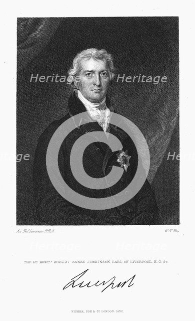 Robert Banks Jenkinson, Earl of Liverpool, British statesman, 1830. Artist: William Thomas Fry