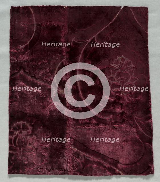 Two Velvet Fragments Sewn Together, 1400s. Creator: Unknown.
