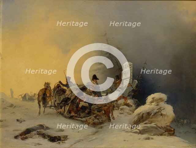 The withdrawal of the French troops from Russia, 1846. Artist: Willewalde, Gottfried (Bogdan Pavlovich) (1818-1903)