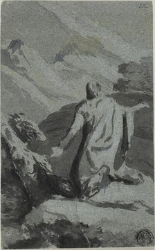 Man Praying in Wilderness, n.d. Creator: Nicolas Poussin.