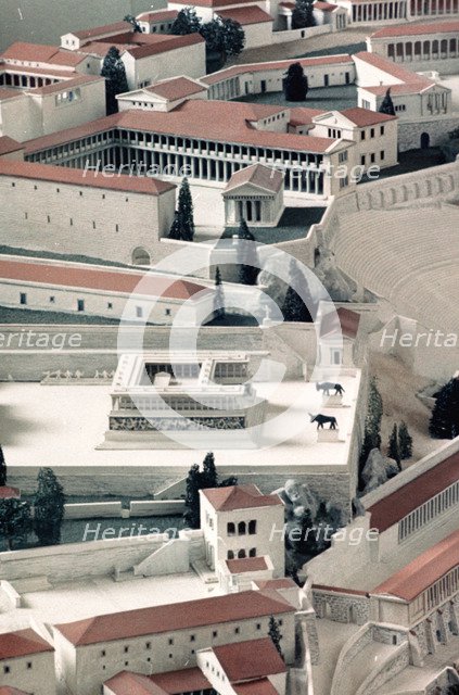 A model of the ancient Greek city of Pergamon. Artist: Unknown