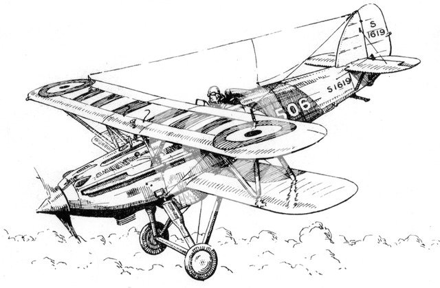 A Hawker Nimrod aeroplane, c1930s.Artist: James Hay Stevens