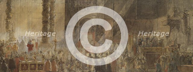 Gustavus III Attending Christmas Mass in 1783, in St Peter's, Rome. Creator: Louis Jean Desprez.