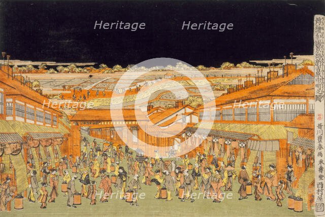 Nakano-cho Street in the Shin Yoshiwara Entertainment Quarter, c1770. Creator: Utagawa Toyoharu.