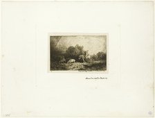 Landscape with Man on Horseback, Pigs and Cow, n.d. Creator: Charles Emile Jacque.