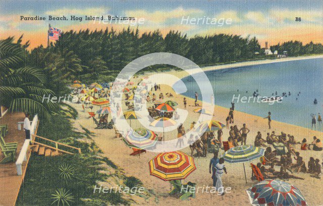 'Paradise Beach, Hog Island, Bahamas', c1930. Artist: Unknown.