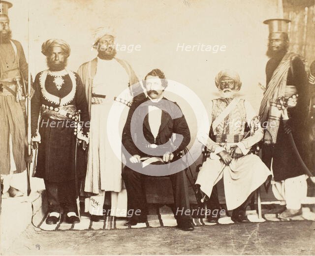 British Gentleman with Group of Eastern Potentates, 1860s. Creator: Unknown.