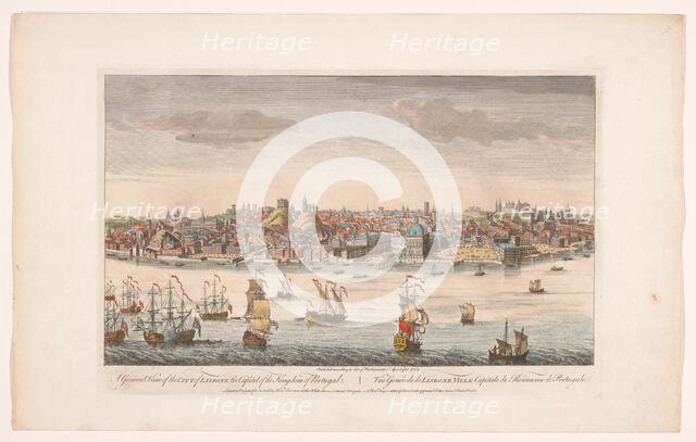 A general view of the city of Lisbone, the capitel of the kingdom of Portugal', 1752. Creator: Unknown.