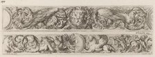 Two Ornamental Bands with Head of a Lion and Woman, probably 1648. Creator: Stefano della Bella.