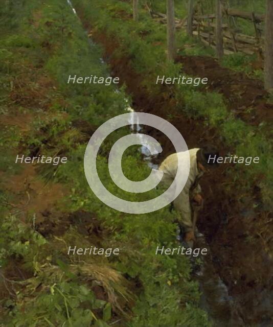 Dredging a Ditch, 1886. Creator: Erik Werenskiold.