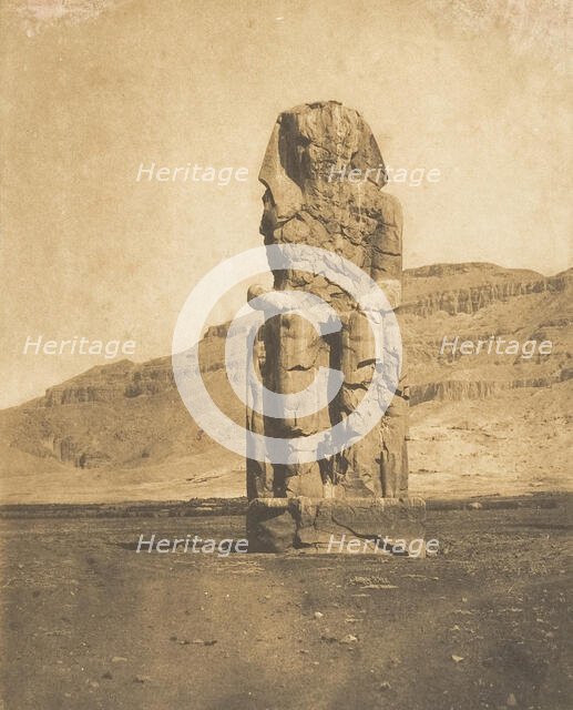 Colosse monolithe d'Amenophis III, à Thèbes, 1849-50. Creator: Maxime du Camp.
