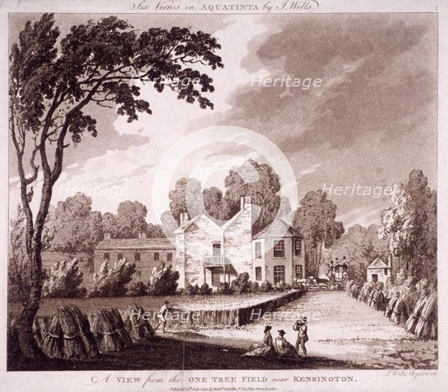 One tree field, Kensington, London, 1790. Artist: J Wells