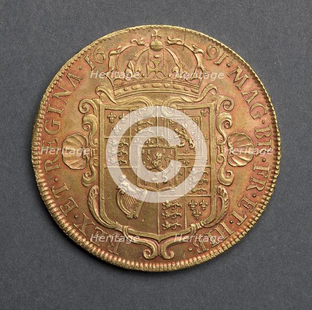 Five Guineas (reverse), 1691. Creator: Unknown.