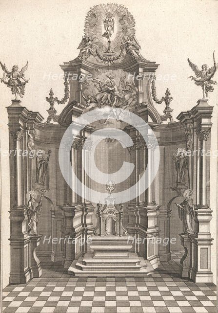 Design for a Monumental Altar, Plate e from 'Unterschiedliche Neu Inventier..., Printed ca. 1750-56. Creator: Johann Michael Leüchte.