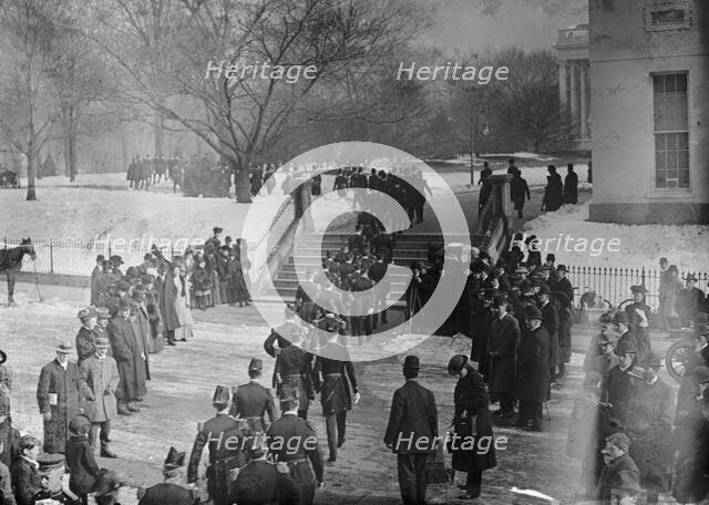New Year's Reception At White House - Army officers Leaving War Department For Reception, 1910. Creator: Harris & Ewing.