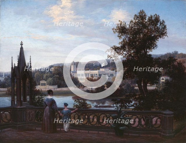 View of Glienicke Palace from Babelsberg, c.1838. Creator: Freydanck, Carl Daniel (1811-1887).